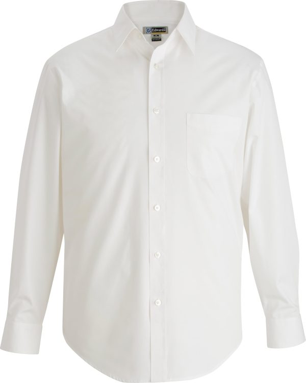 EDWARDS MENS VALUE BROADCLOTHS L/S WHITE SHIRT